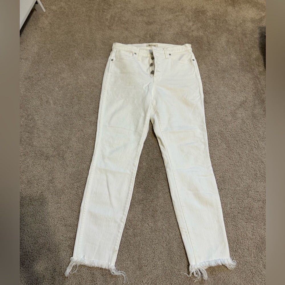Madewell white 10” high rise skinny crop
